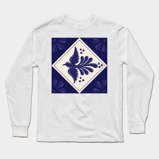 Blue Talavera Tile, Flying Dove by Akbaly Long Sleeve T-Shirt